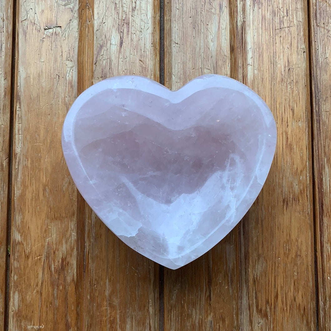 Rose quartz heart bowl